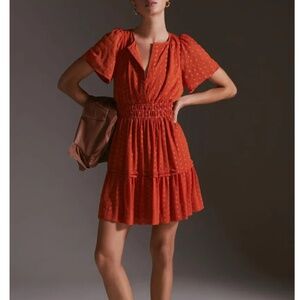 Anthropologie Somerset Dress (L) Terracotta Polka Dot